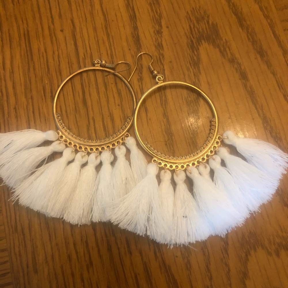 White Tassel Earrings